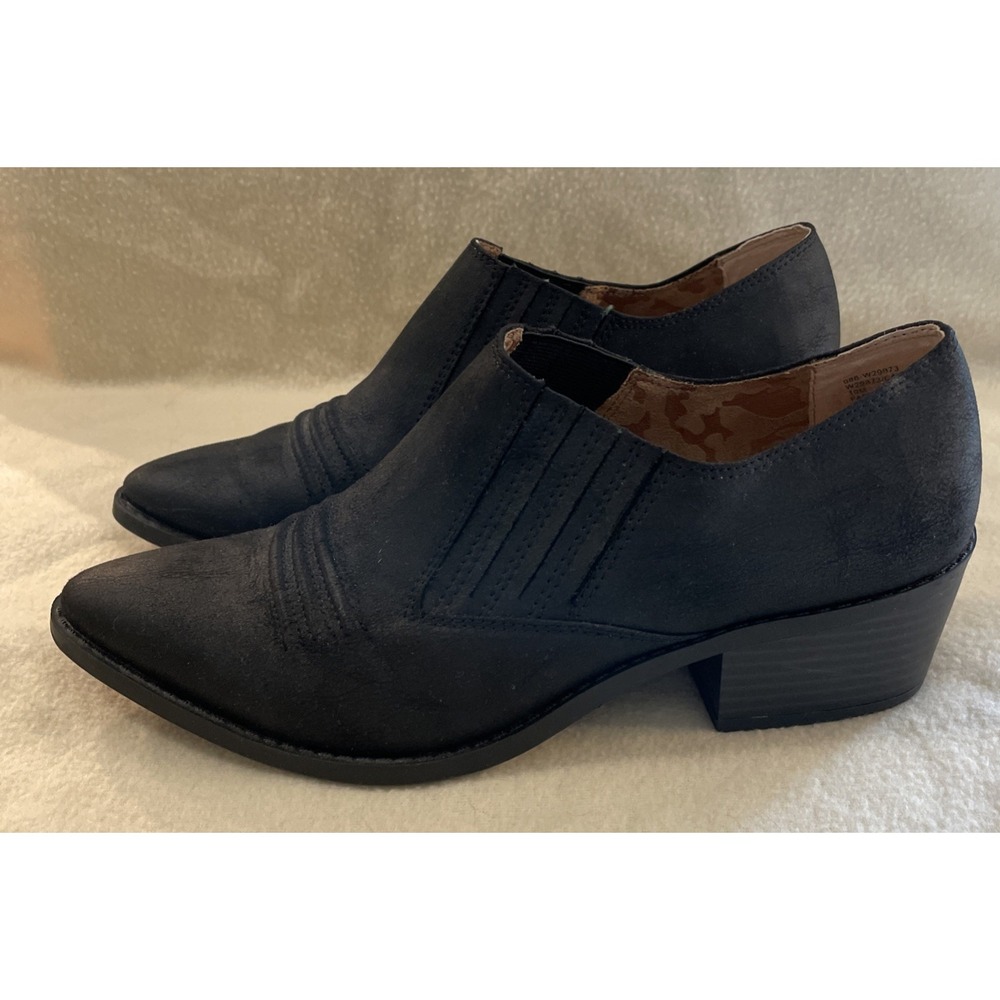 White Mountain Boot Women 10 Carroll Slip On Stacked Heel Black Faux Suede Mule